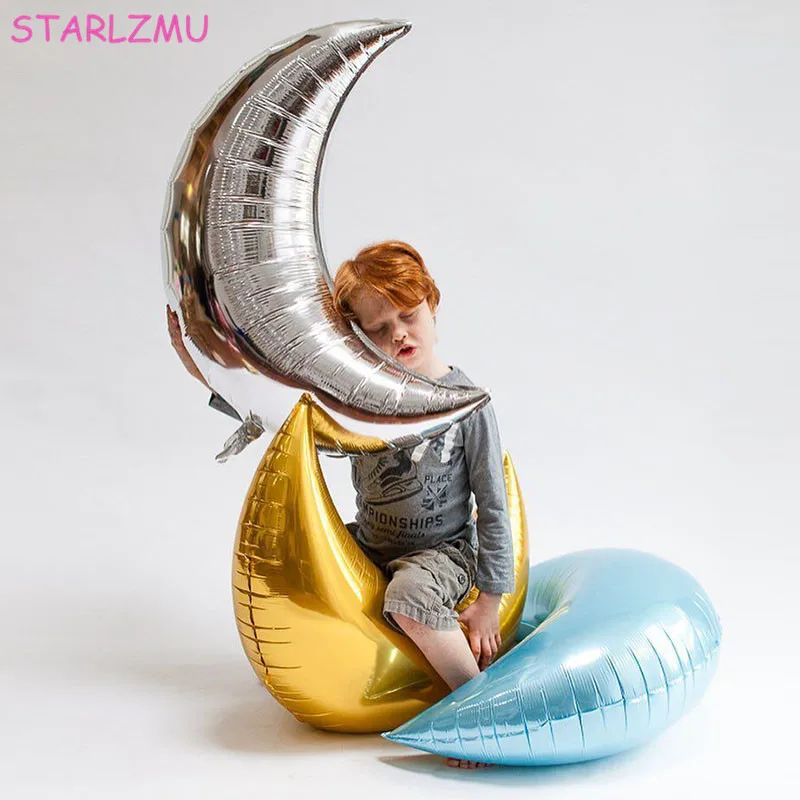 STARLZMU 36-дюймовые фольгированные воздушные шары в форме Луны золотой Гелиевый шар