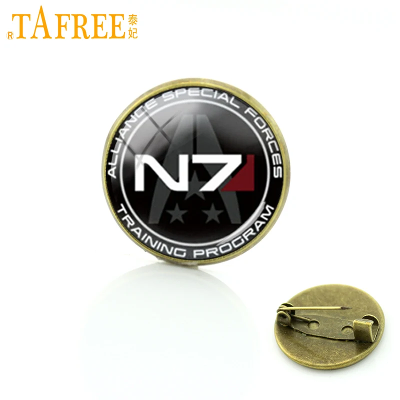 

TAFREE Elegant charming winter style Mass Effect Inspired N7 jewelry Mass Effect brooch pins vintage geek men jewelry badge C488