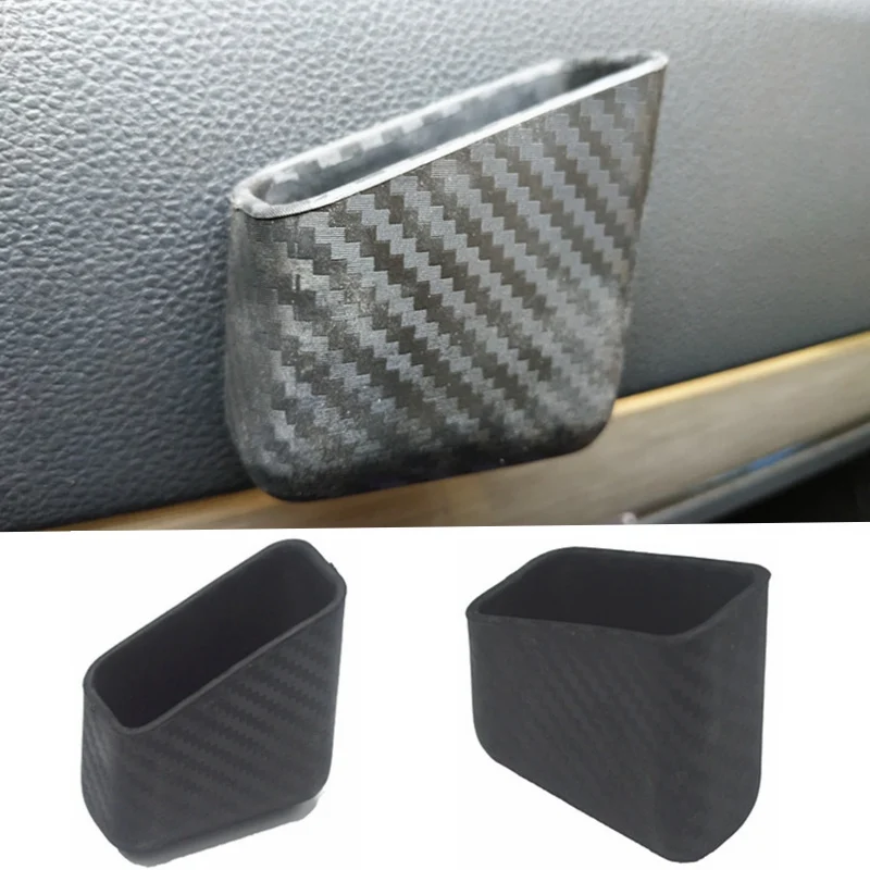 

1pcs Universal Carbon Fiber Car Storage Box Cigarette Card Storage Box Stick-on Organizer for Small Objects Pocket Holder