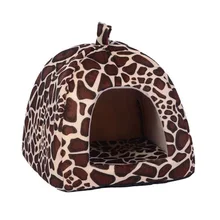 

2017 New Pet House Foldable Soft Warm Leopard Print And Strawberry Cave Cat Dog Bed Cute Kennel Nest Dog Fleece Cat Tent Bed