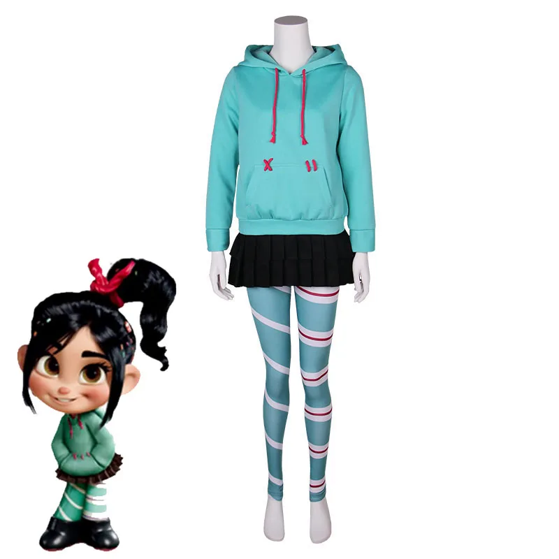 

Vanellope von Schweetz Cosplay Costume Dress Anime Hoodies Skirt Pantyhose For Girl Women