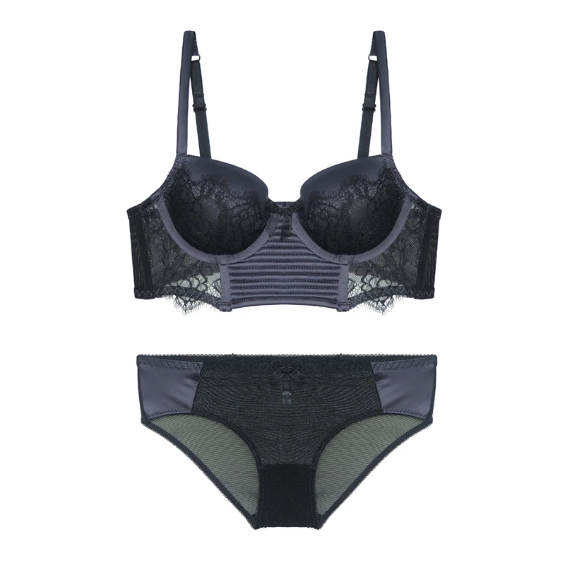 Комплект женского кружевного нижнего белья с чашками пуш ап|bra and panty|bra panty setsexy women