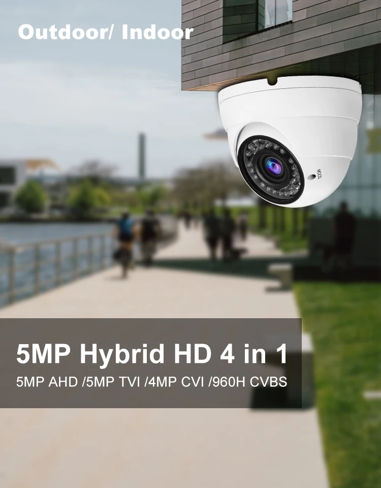 5MP купол безопасности Камера 4-в-1 видеорегистратор AHD/CVI TVI/CVBS видео cctv-камеры видеонаблюдения 2,8-12 мм объектив с переменным фокусным расстоянием Водонепроницаемый на открытом воздухе