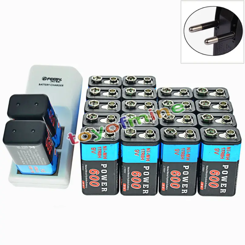 20x9 V 600mAh перезаряжаемые PPS батареи+ зарядное устройство блок батареи Ni-MH Dual 6F22