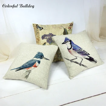 

Fashion Oil Painting Bird Silhouette Toss Pillow Geometric Forest Office 17X17 Houseware Living Room Decorate Cushion Cover