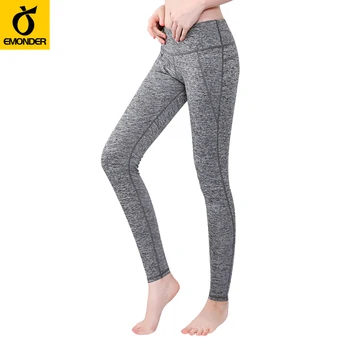 

sport tights women yoga pants gray fitness legging Women's jogging Elastic soft leggings Comfortable EMONDER New