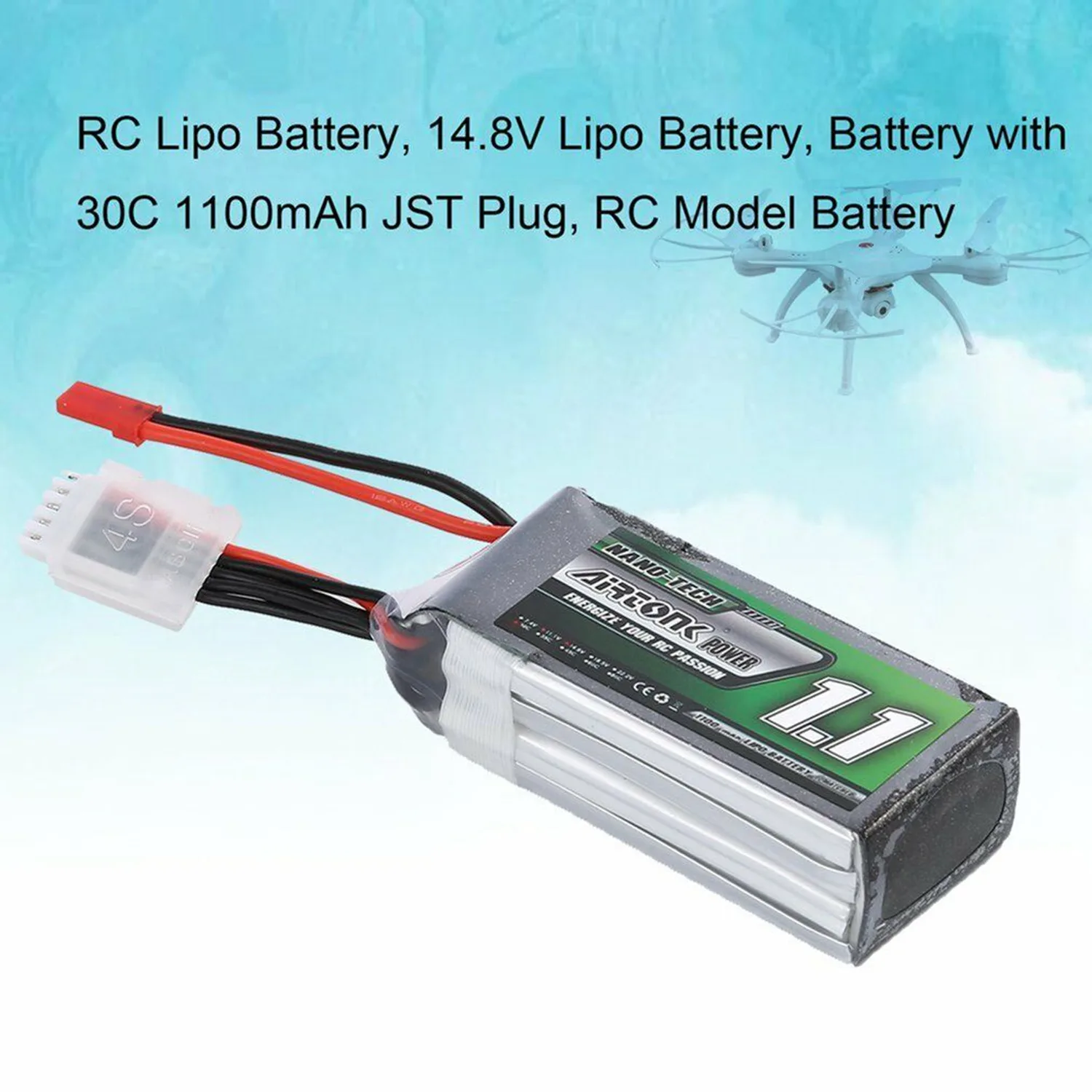 Airtonk 14,8 V 1100Mah 30C 4S 1P Lipo батарея Jst разъем для радиоуправляемого дрона автомобиля