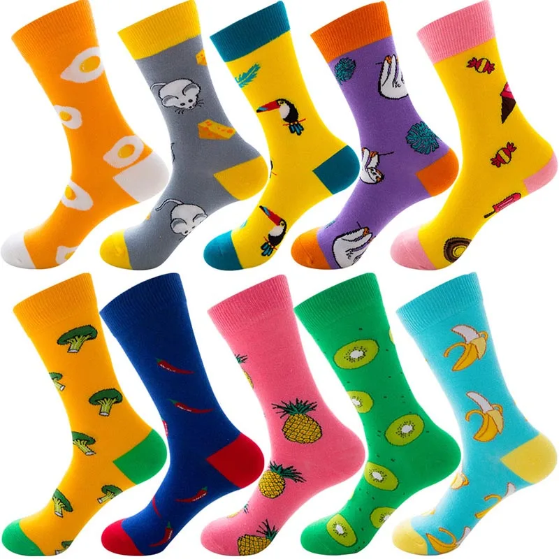 

New Autumn Winter Combed Cotton men Women Socks Cartoon Cute Funny Happy Kawaii Socks Unicorn Bee Flamingo Fashion Socks Gifts