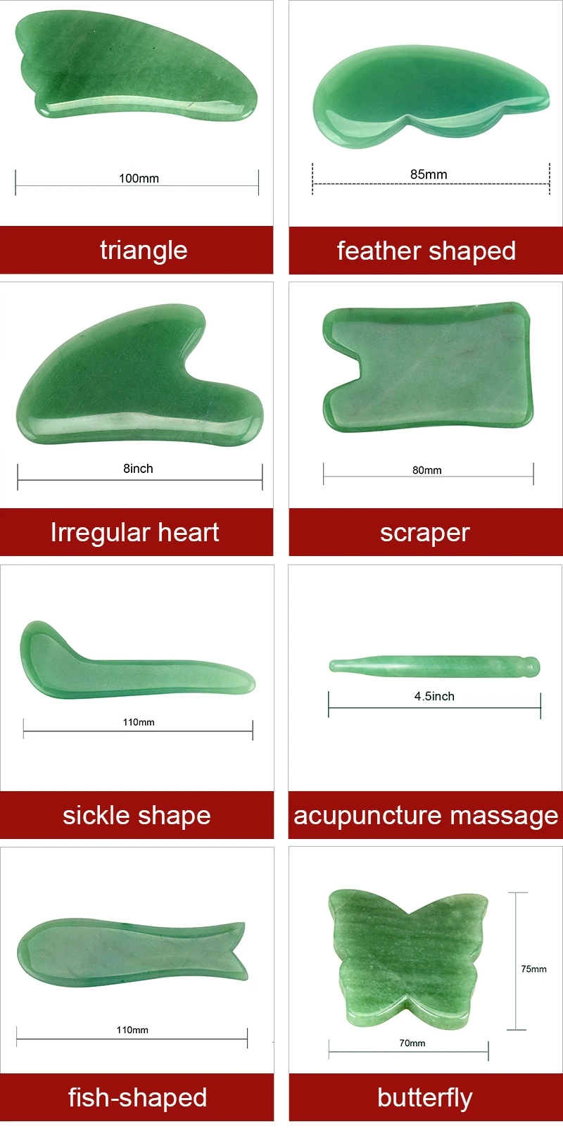 Натуральный камень гуаша скребок зеленый авантюрин массаж для кожи доска коврик шеи назад головы массажер для ног забота о здоровье
