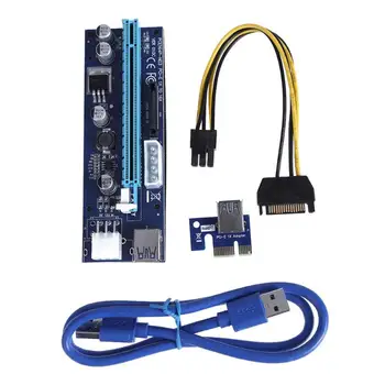 

6 Pin PCIE PCI-E 1X to 16X Slots Express Riser Card with 60cm USB 3.0 Extension Cable with Light for Bitcoin Mining Miner