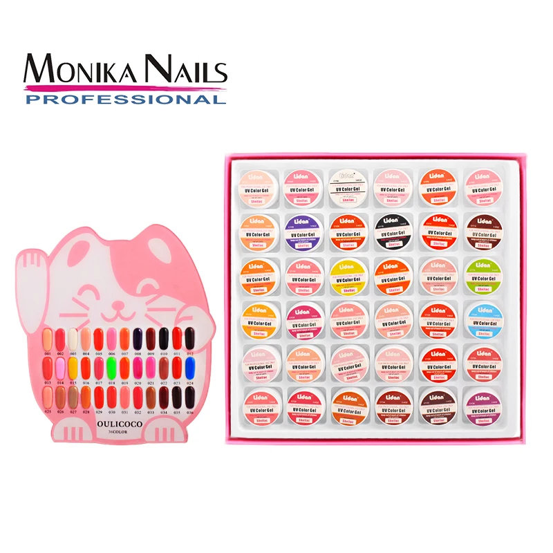 

Monika UV Nail Gel 36 Colors Nail Polish 5ml Soak Off Nail Art Manicure Set Varnish Require LED UV Nail Dryer Lamp