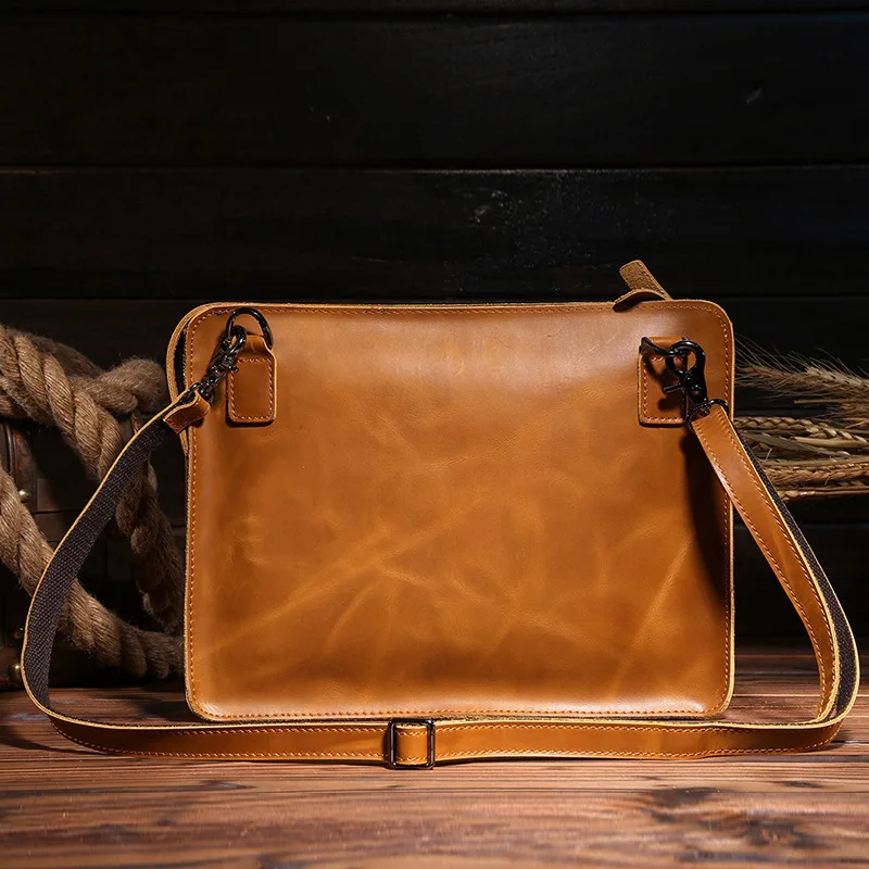 

Men's Vintage Fashion Genuine Cowhide Leather Handbag Casual Cluteh Bag Crossbody Shoulder Bag Tote Phone Moneye Pouch LS0073
