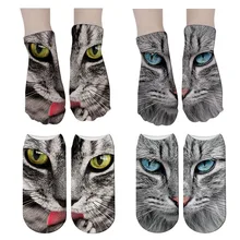 SexeMara/ дизайн, женские рождественские носки унисекс с 3D принтом кошки, Meias, женские носки с 3D принтом в виде кошачьей мордочки, Harajuku, милые короткие носки для домашних животных