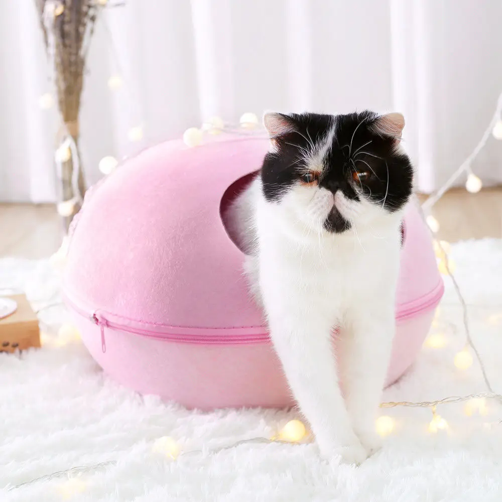 HOOPET Dog Cat Bed Sleeping Bag Zipper Egg Shape Felt Cloth Warm Pet