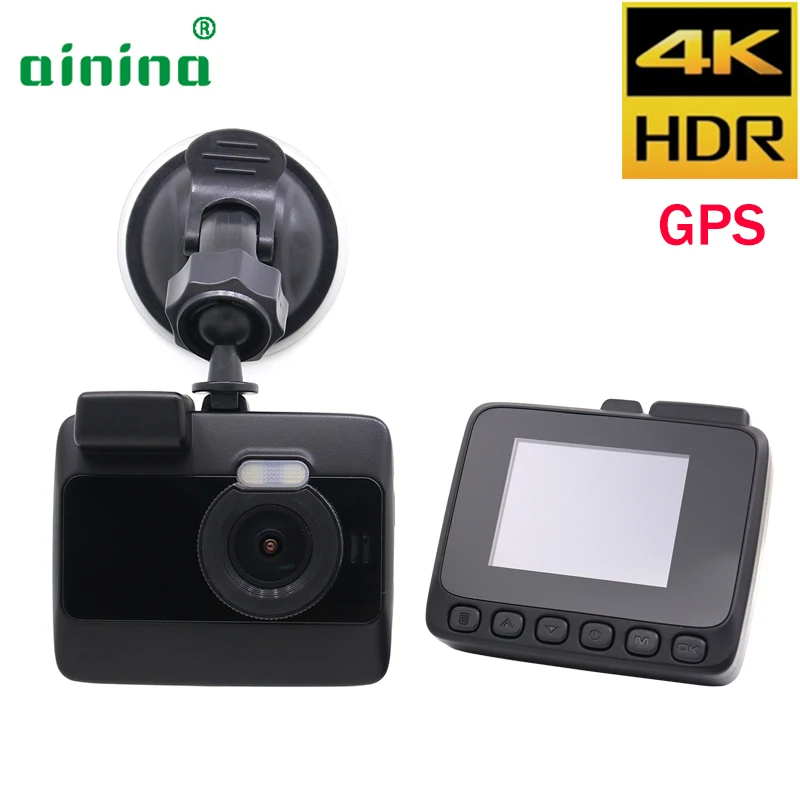  Car dvr camera Ainina 4K Novatek96660 car dashcam with GPS and 1080P rear camera IPS 2.0 super nigh