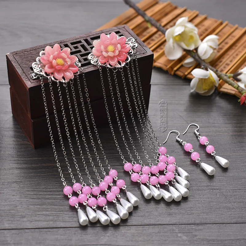 

Simulated-pearl Flowers Girls Women's Hair Jewelry Classical Chinese Ancient Clothing Hair Accessories Hairpins