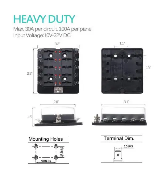 Jtron 6 way/10 Way Blade держатель предохранителя с светодиодный Предупреждение льный светильник для автомобиля лодки морской трайк 12 В 24 В Размер M