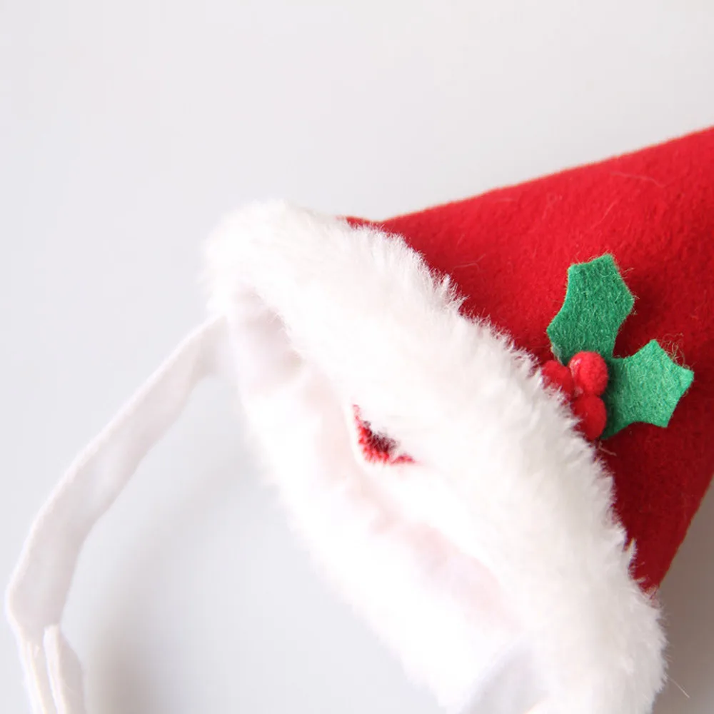 Шляпа для питомца собаки кошки Рождественское украшение полиэфирная шапка Санта Клауса праздничный костюм аксессуары для кошек маленькие собаки подарок F118