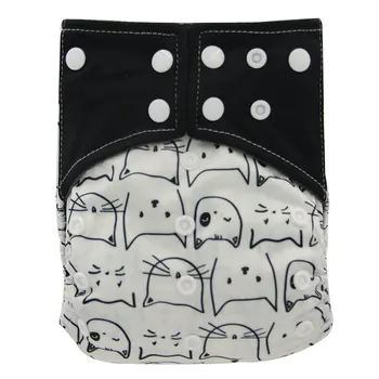 

Ohbabyka New Baby Cloth Diapers Adjustable Diaper Cover Print Washable Waterproof Reusable Nappies Double Gussets Baby Diapers