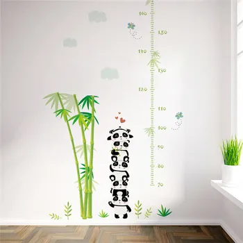 

panda bamboo plant height measure wall stickers for kids rooms animals growth chart wall decals switch mural art