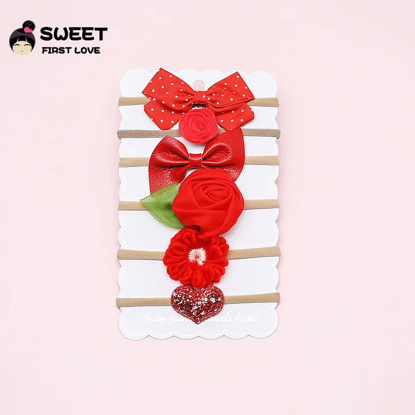 

6Pcs/Set Flower Nylon Headbands for Kids Handmade Elestic Hair Bow Hair Bands Girls Cute Floral Hair Accessories Christmas Gift
