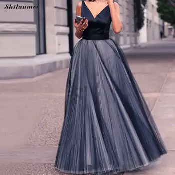 

Fashion Summer Dress 2018 Blue Sleeveless Elegant Party Dresses Deep V Neck High Waist Long Dress Women Maxi Backless Vestidos
