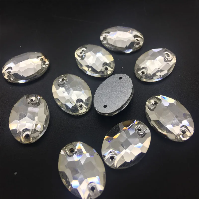 

TopStone 7x10 11x16 10x14 13x18 mm Oval sewing Glass Crystal beads Crystal Clear Flat Back Sew on stone dress making