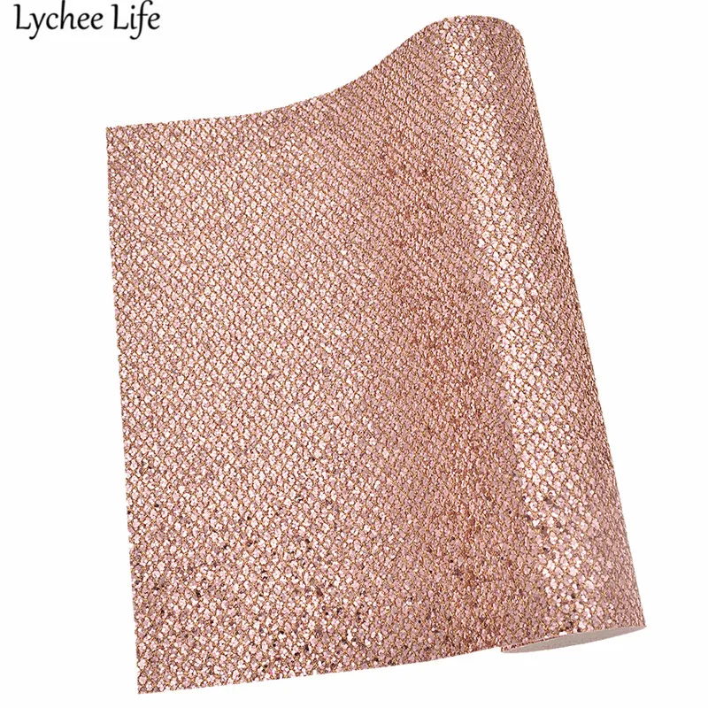 Lychee Life 29x21 см Сетка блеск синтетическая кожа ткань A4 PU ткань DIY ручной работы Швейные принадлежности для одежды украшения