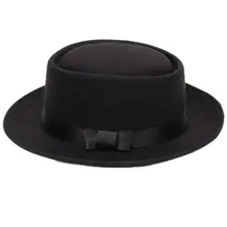 Женский Для мужчин прохладный классический джазовые шляпы Мужская мягкая фетровая шляпа воздуходувы шапки с бантом (черный)
