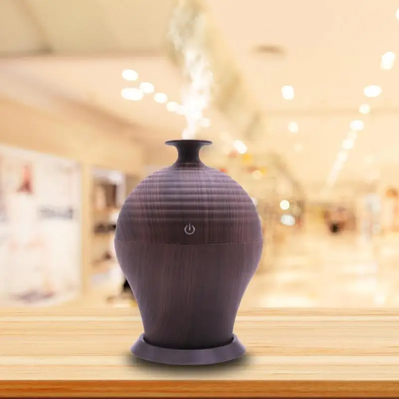 

130ml 7 Color LED Light USB Smart Sensor Touch Wood Grain Ultrasonic Aromatherapy Diffuser Air Humidifier for Home