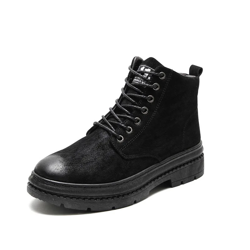 

winter Warm Martin boots men's tide new men's fashion casual boots plus velvet padded retro shoes Motorcycle Martin Work Boots