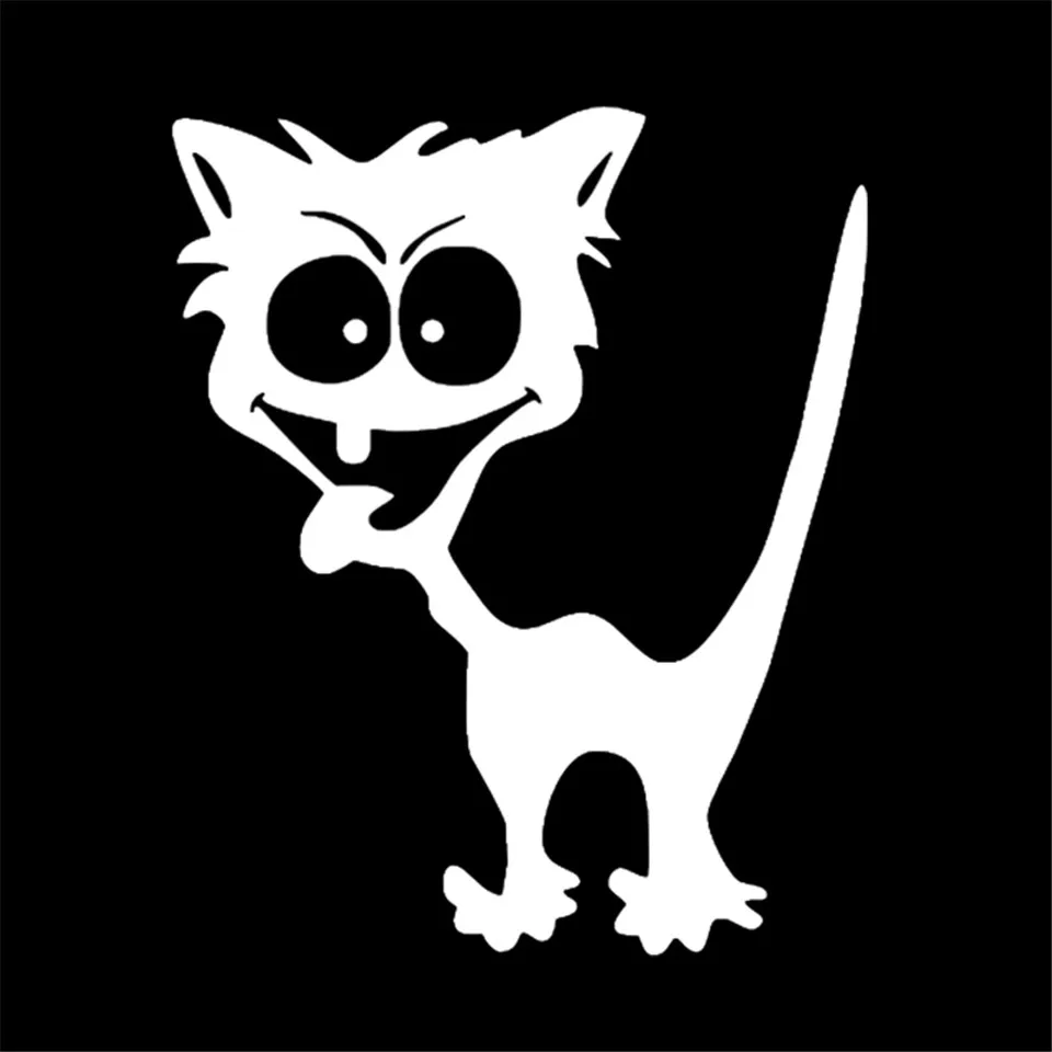 11cmX13cm Car Sticker Car Styling Cartoon Funny Cat Logo Decal Auto Creative Stickers External Accessories BlackSilverLaser (3)