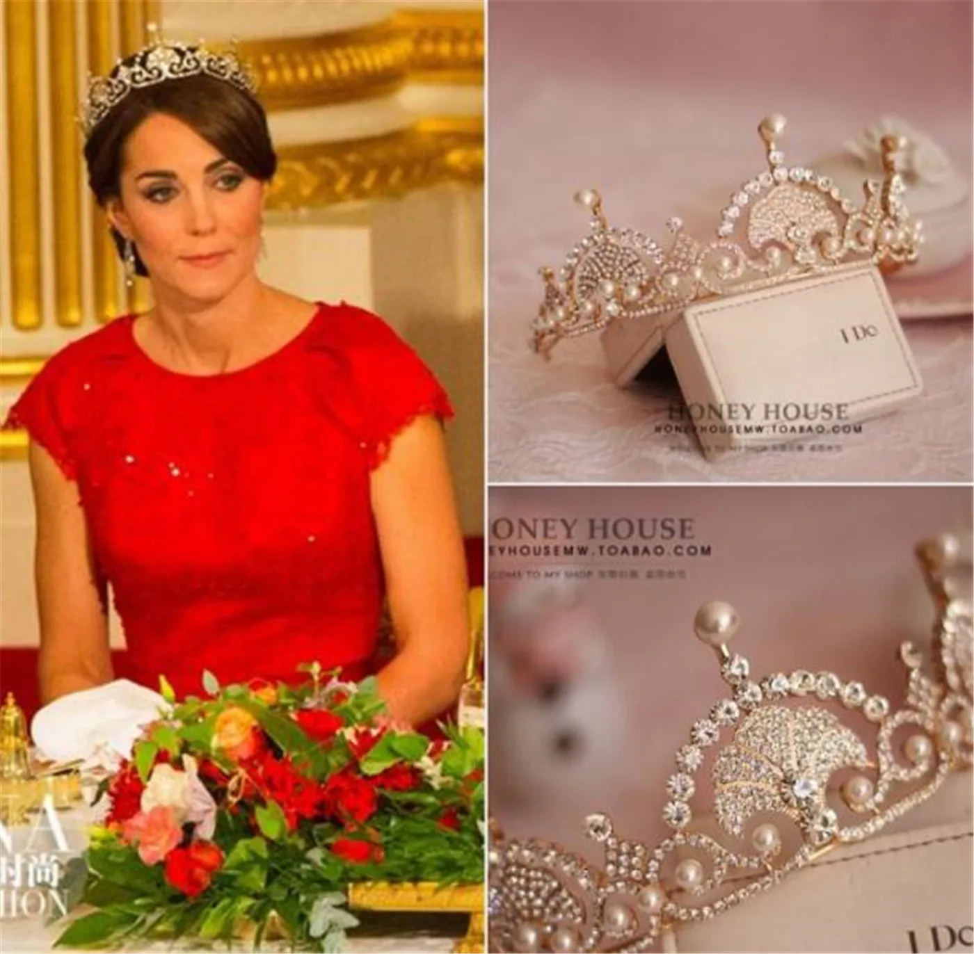 

Kate& William Royal Rhinestone Crystal Wedding Hair Crown Tiara Hair Jewelry Crown Wedding Pearl Hair Accessories Bride Hairband