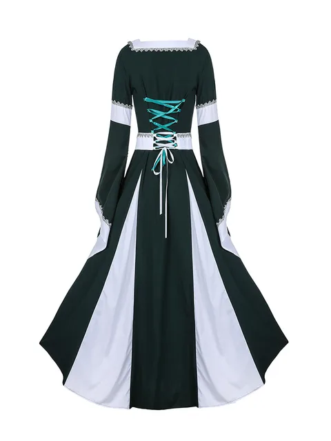 Medieval Renaissance Corset Dress Women Hood Gown Robe Witchy