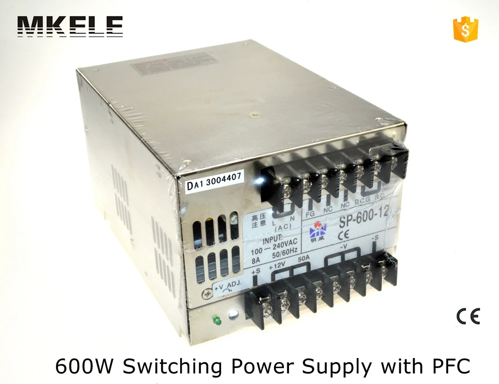 

SP series multi terminals 12v 600w SP-600-12 50A single output PFC large power switching power supply from china factory