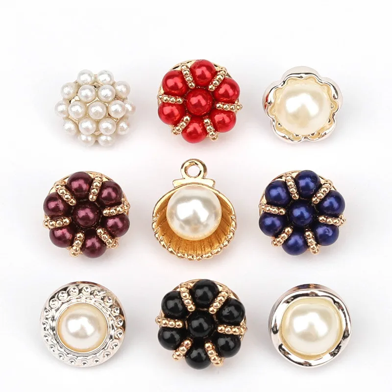 

20Pcs/lot Beautiful Faux Pearl Decorated Metal Buttons Multi-purpose Shank Buttons for Clothing Bags Cardigan Decoration