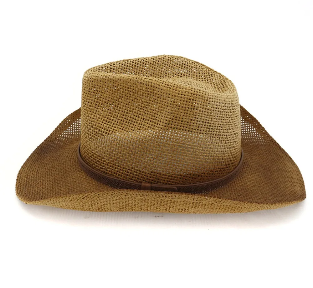 Ковбойская шляпа для верховой езды в западном стиле, модная мужская и женская тканая соломенная ковбойская шляпа, Классическая ковбойская соломенная шляпа в ковбойском стиле#4J12