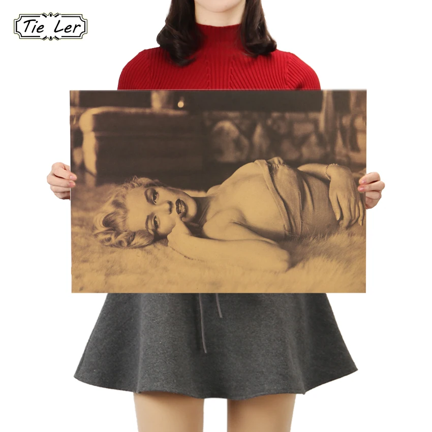 Галстук Лер Мэрилин Монро богиня крафт-бумага Бар плакат ретро плакат декоративной живописи стикер стены 50,5x35 см