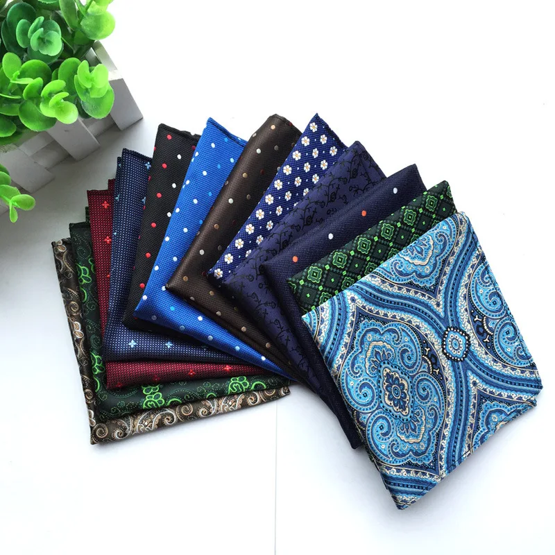 30Style Plaid Silk Handkerchiefs Woven Paisley Pattern Hanky Men's