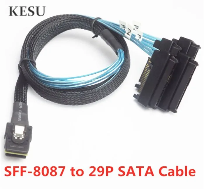 Sas sata Внутренний кабель Mini SAS 36pin SFF-8087 to (4) 29pin + 15Pin SFF-8482 Connector с SATA Power 0 5 M 1M |