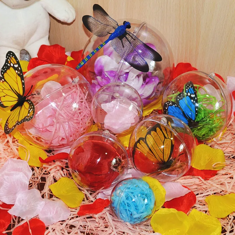 5pcs 4-8cm Hanging Ball New For Xmas Tree Bauble Clear Plastic Transparent Home Party Christmas Decorations Gift Craft