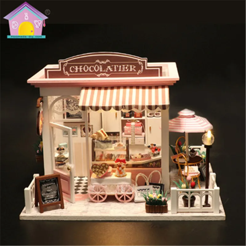 Очень милый DIY подарок фантастические идеи какао для детей и взрослых миниатюрный деревянный кукольный дом модель строительный кукольный домик игрушки HD003