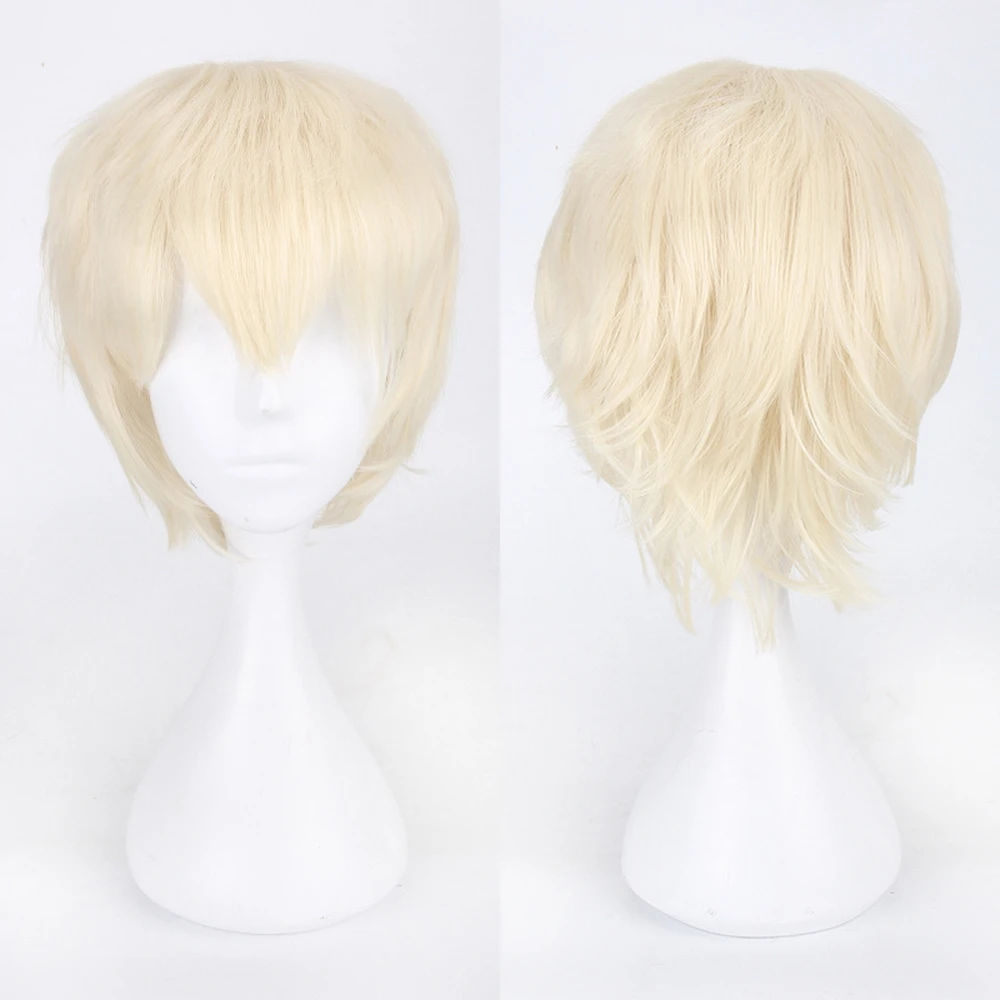Cosplay&ware Fashion Short Cosplay Wig Men Heat Resistant Synthetic Hair Halloween Costume Party Wigs & Free Cap -Zentai shop online