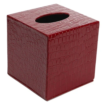 

Best Durable Room Car PU Leather Square Tissue Box Paper Holder Case Cover Napkin Color:Red crocodile pattern ,Size: 13.8 * 13