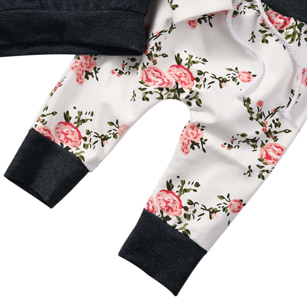 2 предмета Одежда для младенцев с цветочным принтом комплекты одежды малышей