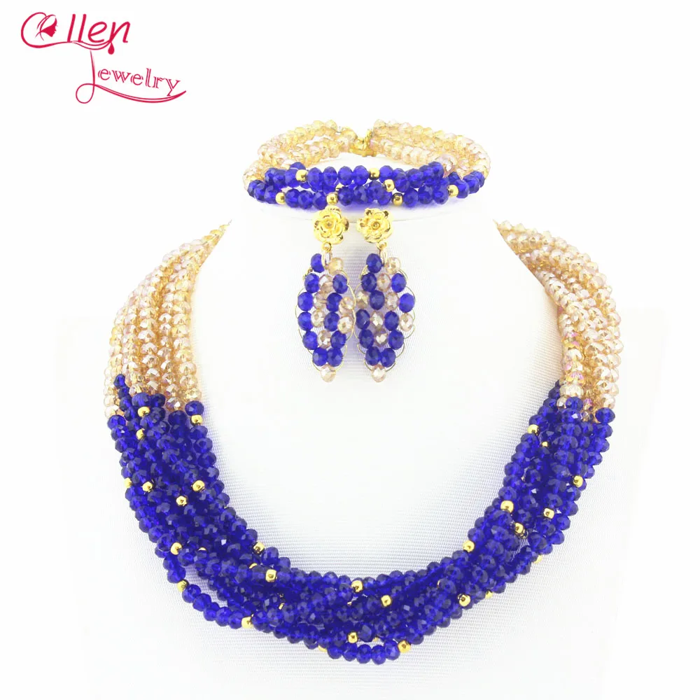 Fushia African Beads Jewelry Set nigerian wedding bridal Crystal Beads