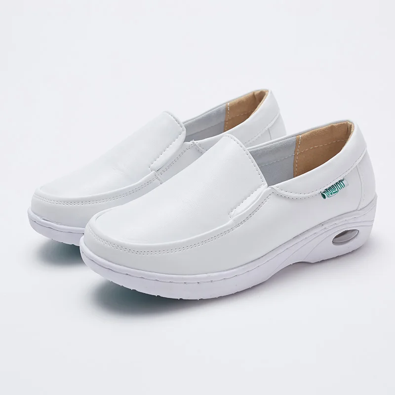351 white PU lining Белая обувь для медсестры на воздушной подушке; зимняя обувь на плоской подошве; коллекция года; кроссовки на платформе; теплые Мокасины с мехом; Лоферы без застежки; хлопковая обувь - Цвет: 351 white PU lining