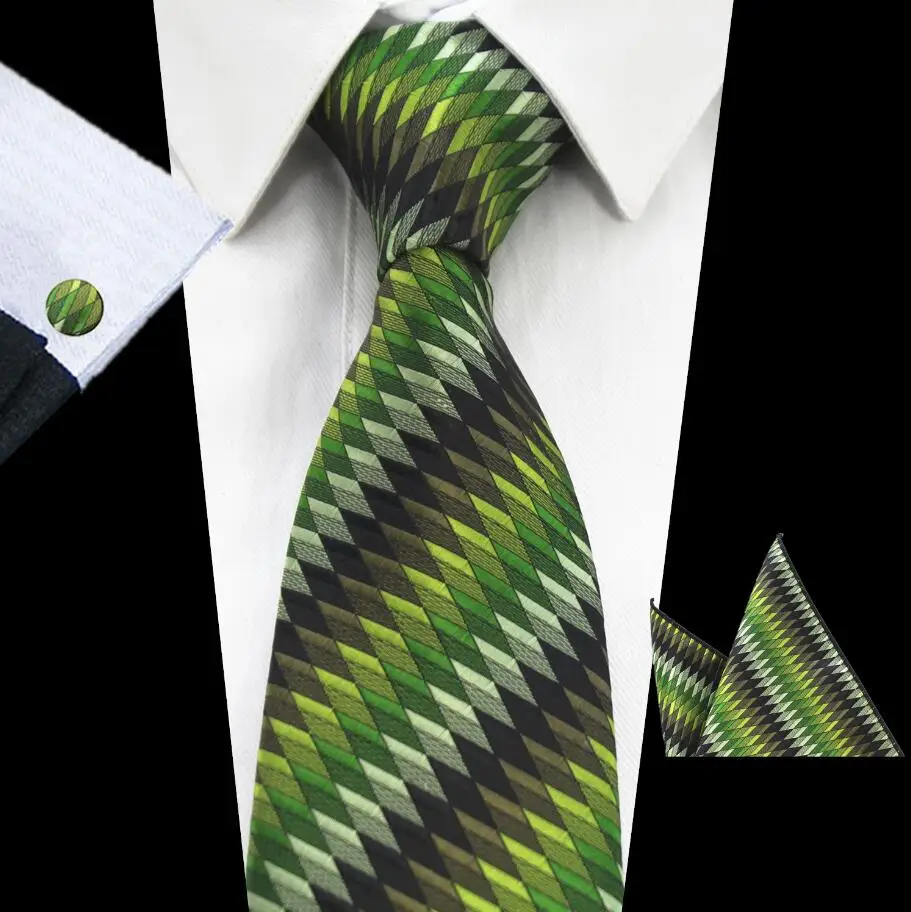 Ricnais дизайн 8 см набор галстуков жаккардовый переплетенный шелковый галстук гравата платок запонки набор Карманный квадратный мужской галстук для свадьбы - Цвет: 16