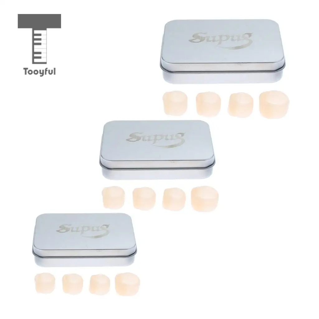 Tooyful 4 Pieces Rubber Right Hand Guzheng Pipa Lute Fingertip Thumb Finger Protector with Storage Case Box for Guzheng-Player