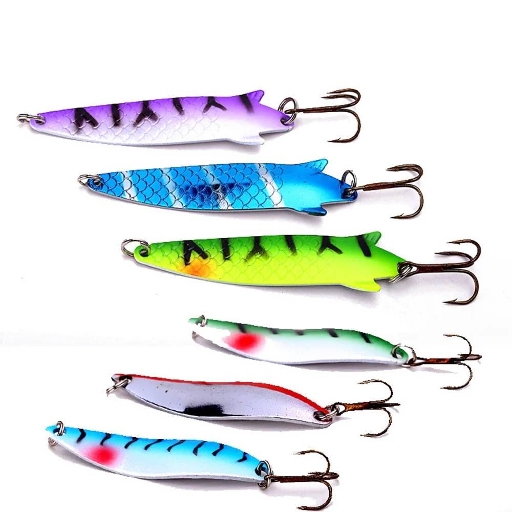 24Pcs/Sets 3D Eyes Metal Spoon Fishing Lure Spoon Sequin Paillette Hard